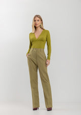Straight-Leg Tailored Pants with Mid-Rise Waist and Welt Pockets LEZ A LEZ