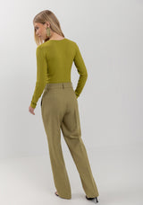 Straight-Leg Tailored Pants with Mid-Rise Waist and Welt Pockets LEZ A LEZ