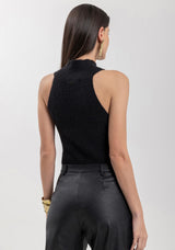 Basic Sleeveless High Neck Knit Top Lez a Lez