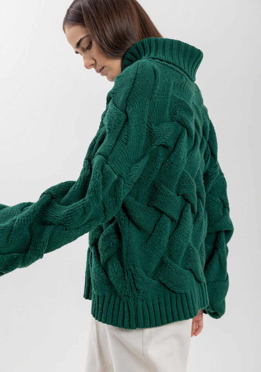 High Neck Knit Sweater with Long Sleeves Lez a Lez