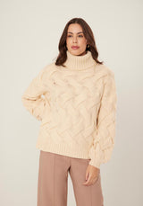 High Neck Knit Sweater with Long Sleeves Lez a Lez