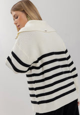 Long Striped Knit Sweater with Long Sleeves Lez a Lez