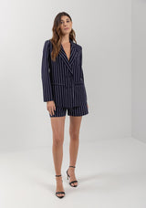 Long Tailored Blazer with Lapels and Covered Buttons Lez a Lez