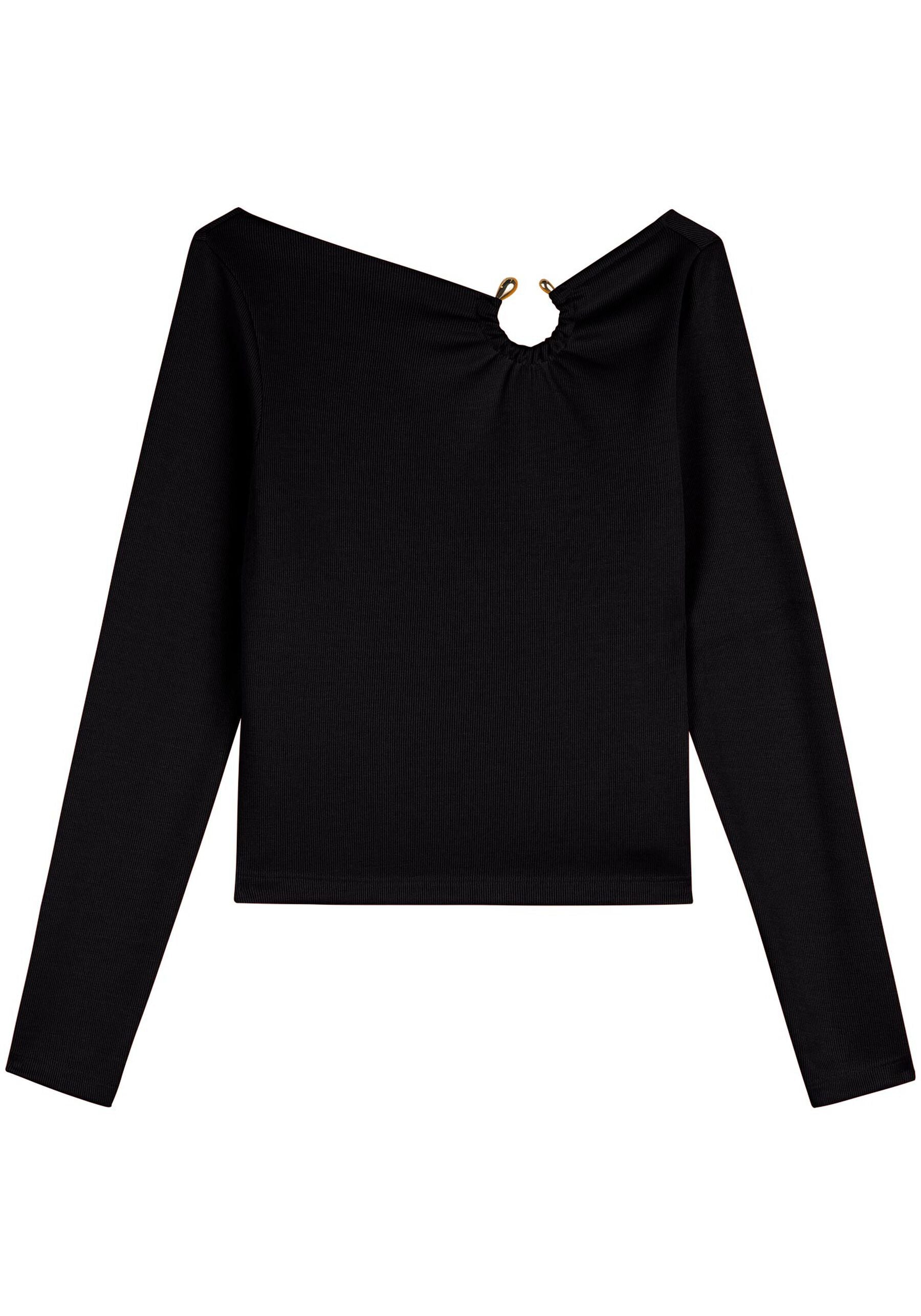 Cropped Long-Sleeve Blouse with Ring Detail Lez a Lez
