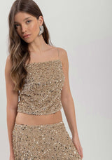 Velvet Sequin Knit Strappy Crop Top Lez a Lez