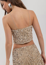 Velvet Sequin Knit Strappy Crop Top Lez a Lez