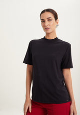 Basic Short Sleeve Top with Ribbed Neckline Lez a Lez