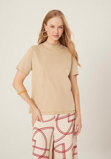 Basic Short Sleeve Top with Ribbed Neckline Lez a Lez