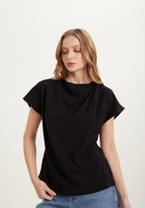 Tailored Short-Sleeve Blouse with Back Zipper LEZ A LEZ