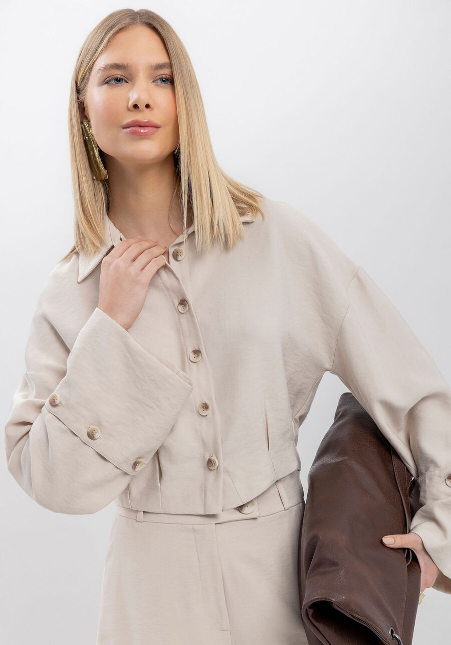 Cropped Shirt with Wide Sleeves and Buttons Lez a Lez