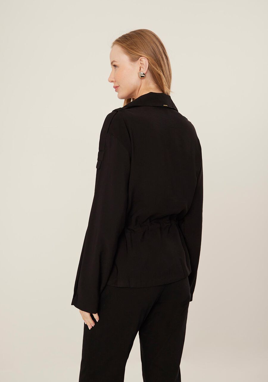 Long-Sleeve Jacket with Front Zipper and Tie Detail Lez a Lez