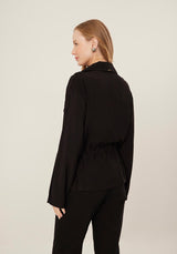 Long-Sleeve Jacket with Front Zipper and Tie Detail Lez a Lez