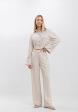 High-Waisted Tailored Straight-Leg Trousers with Belt Loops Lez a Lez