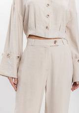 High-Waisted Tailored Straight-Leg Trousers with Belt Loops Lez a Lez