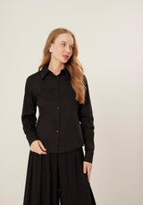 Basic Long-Sleeve Shirt with Rounded Hem Lez a Lez
