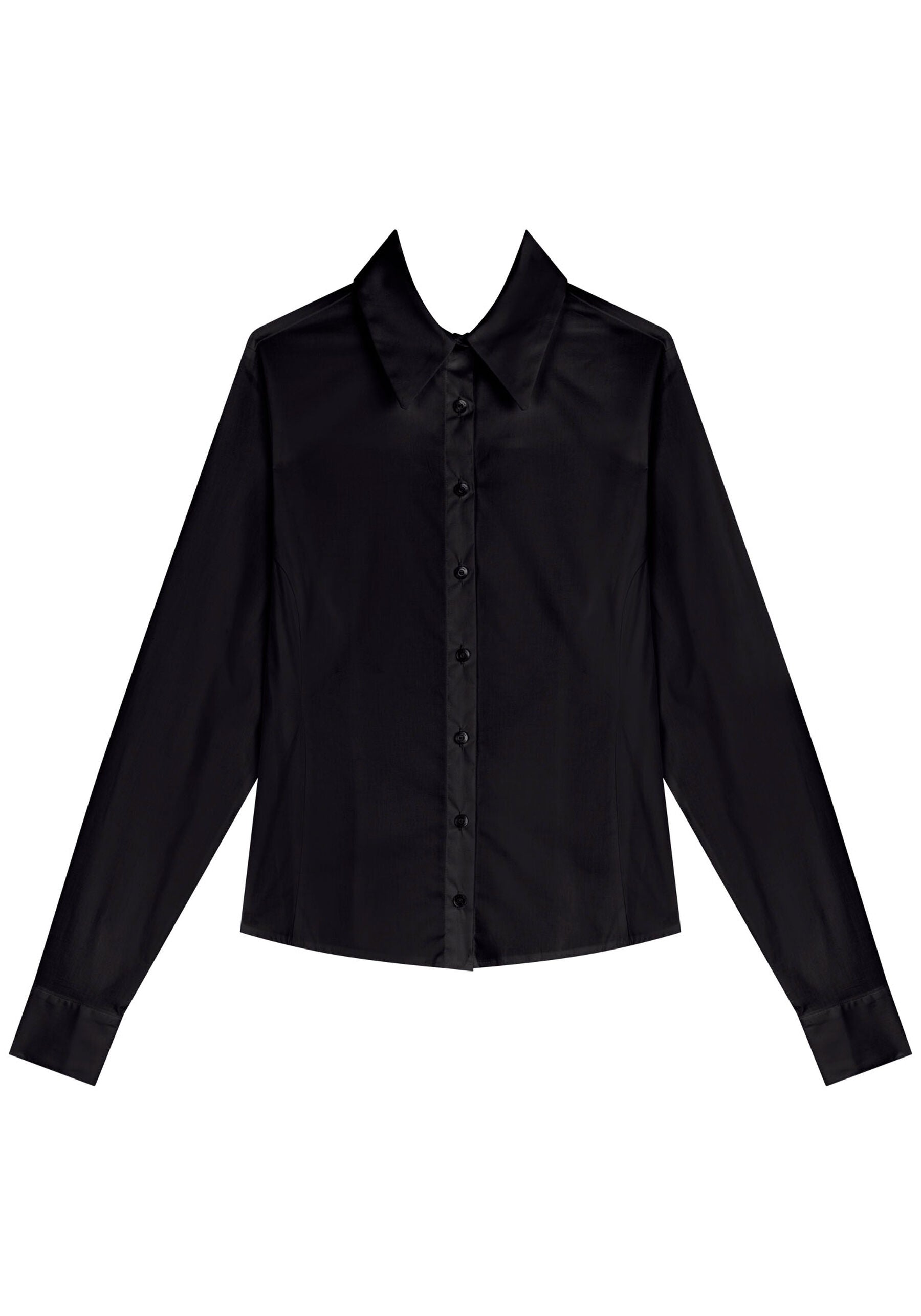 Basic Long-Sleeve Shirt with Rounded Hem Lez a Lez