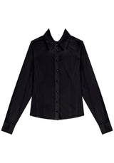 Basic Long-Sleeve Shirt with Rounded Hem Lez a Lez