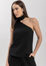 One-Shoulder Top with Sash in Viscose LEZ A LEZ