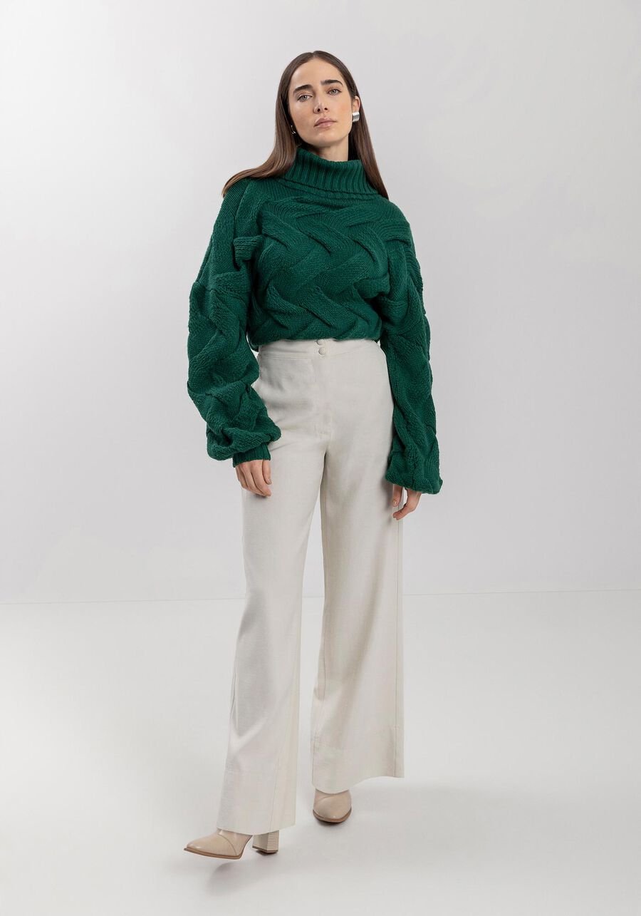 High Neck Knit Sweater with Long Sleeves Lez a Lez