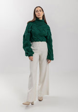 High Neck Knit Sweater with Long Sleeves Lez a Lez