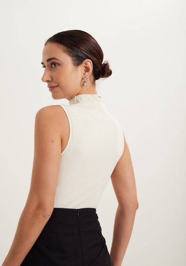 Sleeveless Knit Top with Collar Lez a Lez