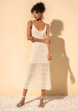 V-Neck Open-Knit Tea Dress Lez a Lez