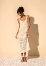 V-Neck Open-Knit Tea Dress Lez a Lez