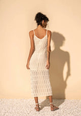 V-Neck Open-Knit Tea Dress Lez a Lez