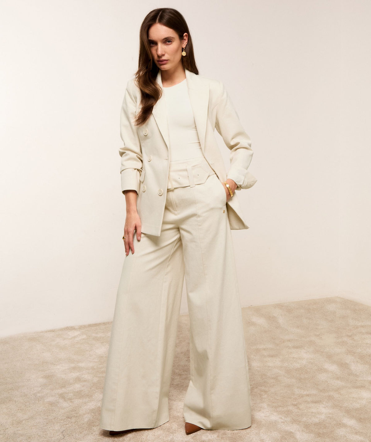 MAUREEN High-Waisted Wide-Leg Jeans - Ecru JOSH V