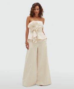 MAUREEN High-Waisted Wide-Leg Jeans - Ecru JOSH V