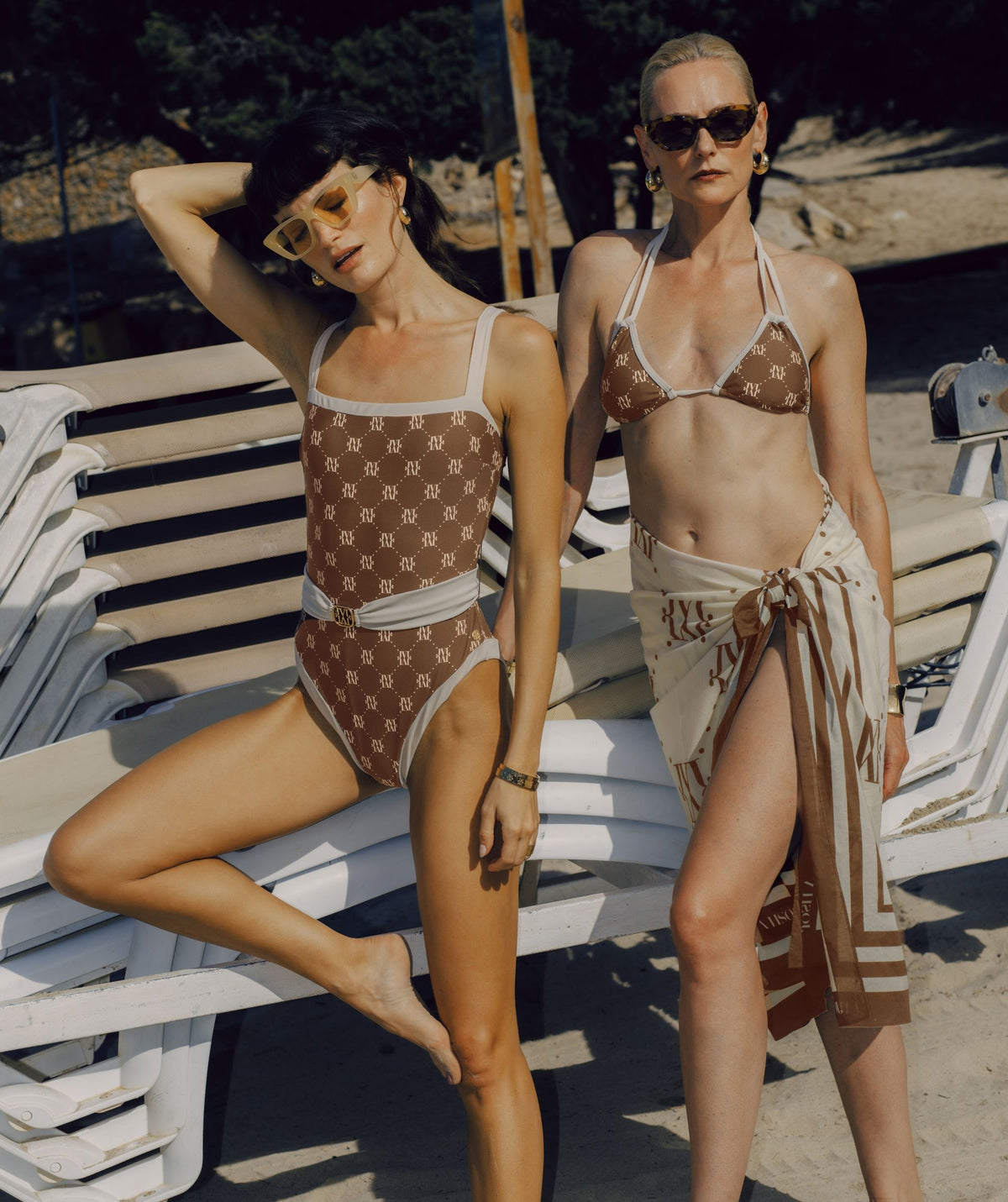 Mila Belted Swimsuit - Brown Ecru JOSH V