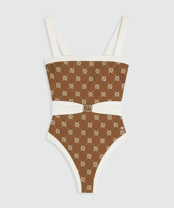 Mila Belted Swimsuit - Brown Ecru JOSH V