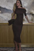 Vestido Midi Assimétrico Slim - Castanho Escuro Colcci