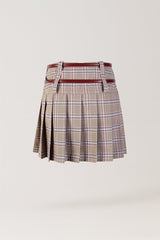 Plaid Skirt with Double Belt Detail Sahoco
