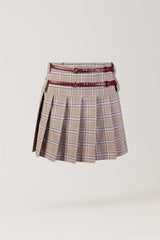 Plaid Skirt with Double Belt Detail Sahoco
