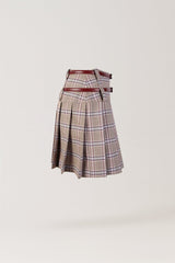 Plaid Skirt with Double Belt Detail Sahoco