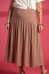Brown Pleated Midi Skirt Quattro Venti
