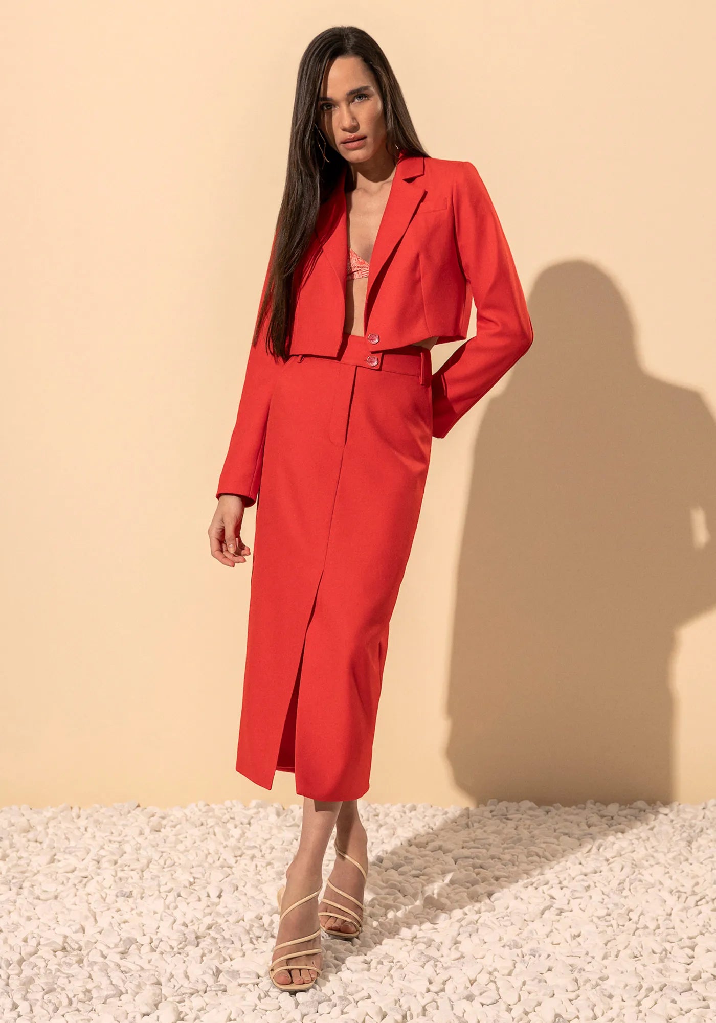 High-Waisted Double-Breasted Midi Skirt Lez a Lez