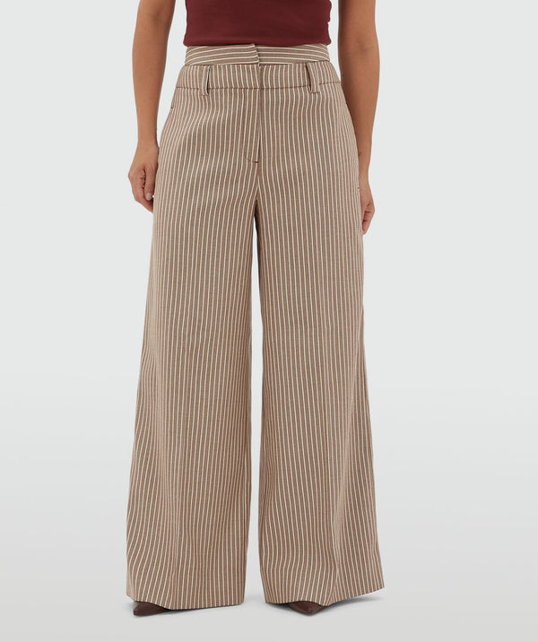 SCOUT high waisted wide leg trousers with stripes - burgundy stripe JOSH V