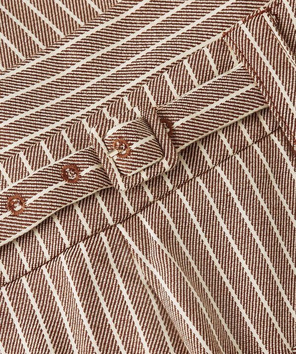 SCOUT high waisted wide leg trousers with stripes - burgundy stripe JOSH V