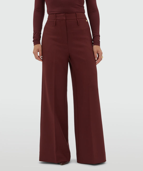 Sky High-Waisted Wide-Leg Trousers - Burgundy JOSH V