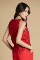 Top de renda com tachas Sahoco