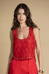 Top de renda com tachas Sahoco