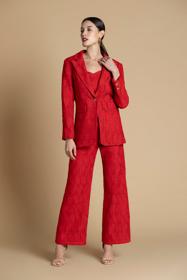 Intricate Lace Tailored Blazer Sahoco