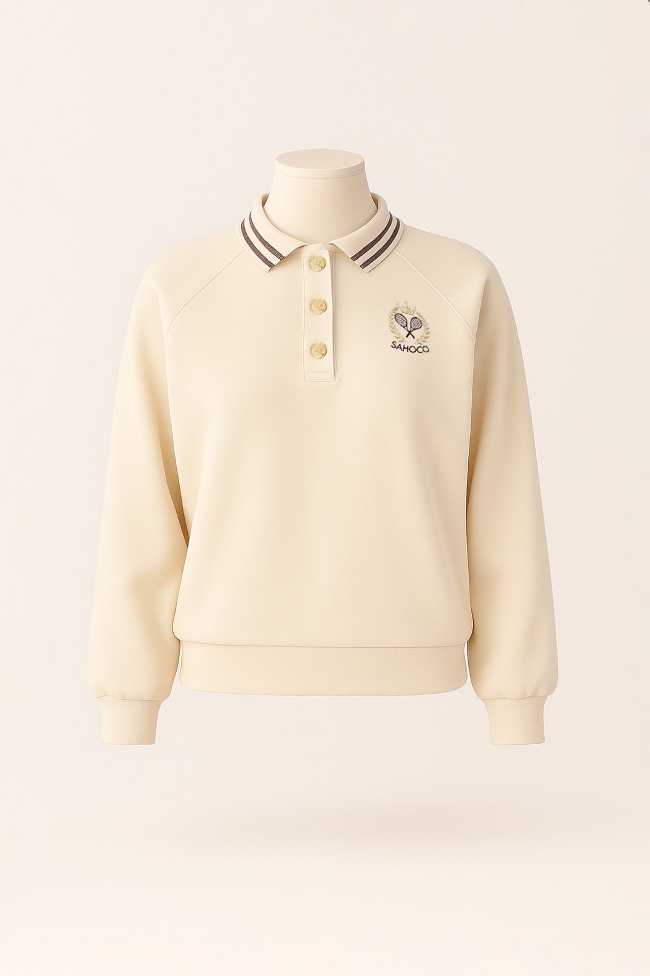 Knit Polo Collar Sweater Sahoco