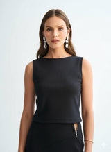 Round-Neck Ribbed Cropped Top Lez a Lez