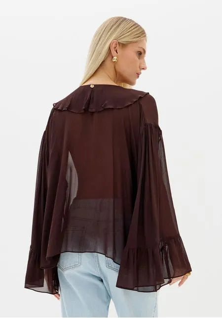Blusa Boémia Fluida de Chiffon Lança Perfume