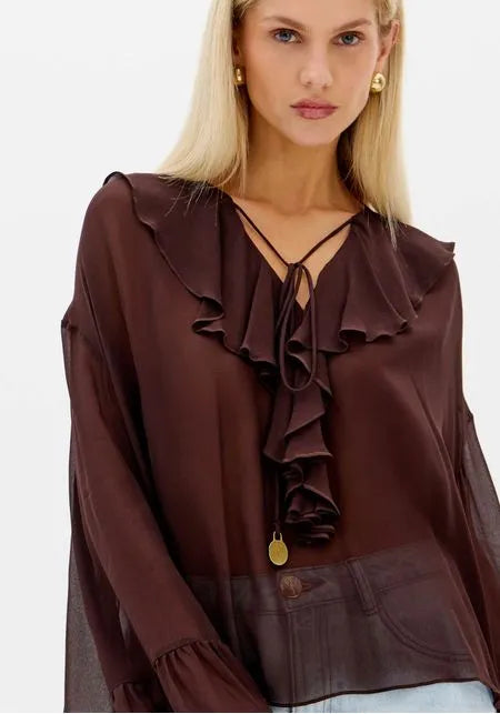 Blusa Boémia Fluida de Chiffon Lança Perfume