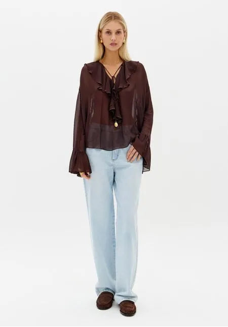 Blusa Boémia Fluida de Chiffon Lança Perfume