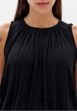 Black Sleeveless Ruched Blouse Lança Perfume